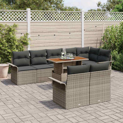 Set Divano da Giardino con cuscino 9 pcs Grigio polyrattan