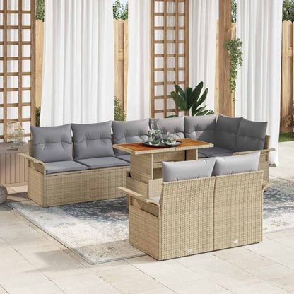 Set Divano da Giardino 9 pcs beige e grigio chiaro polyrattan