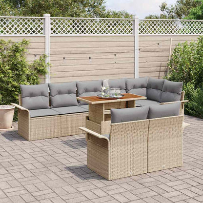 Set Divano da Giardino 9 pcs beige e grigio chiaro polyrattan
