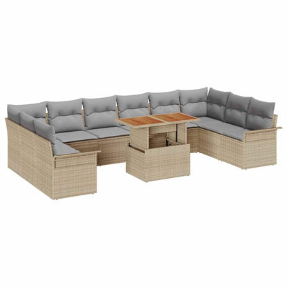 Set Divano da Giardino 11 pcs Beige e Grigio Chiaro polyrattan