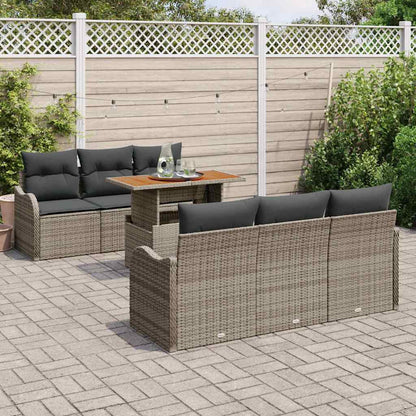 Set Divano da Giardino con cuscino 7 pcs Grigio polyrattan