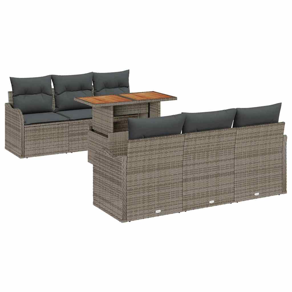 Set Divano da Giardino con cuscino 7 pcs Grigio polyrattan