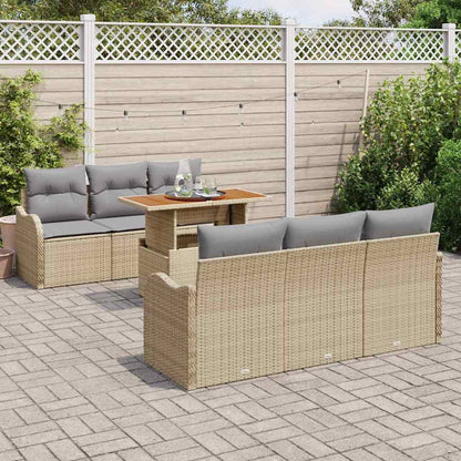 Set Divano da Giardino 7 pcs Beige e grigio chiaro polyrattan
