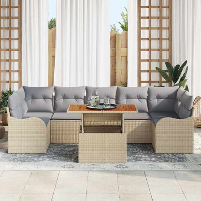 Set Divano da Giardino 8 pcs Beige e Grigio Chiaro polyrattan