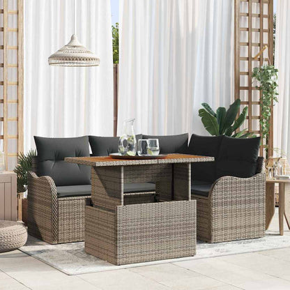 Set Divano da Giardino con cuscino 5 pcs Grigio polyrattan