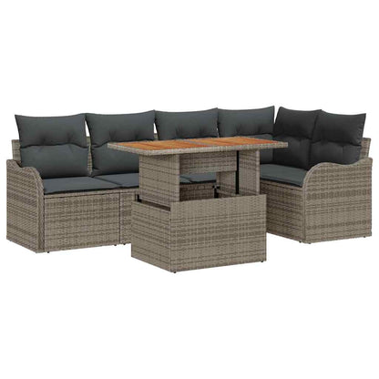 Set Divano da Giardino con cuscino 6 pcs Grigio polyrattan