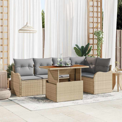 Set Divano da Giardino 6 pcs Beige e grigio chiaro polyrattan