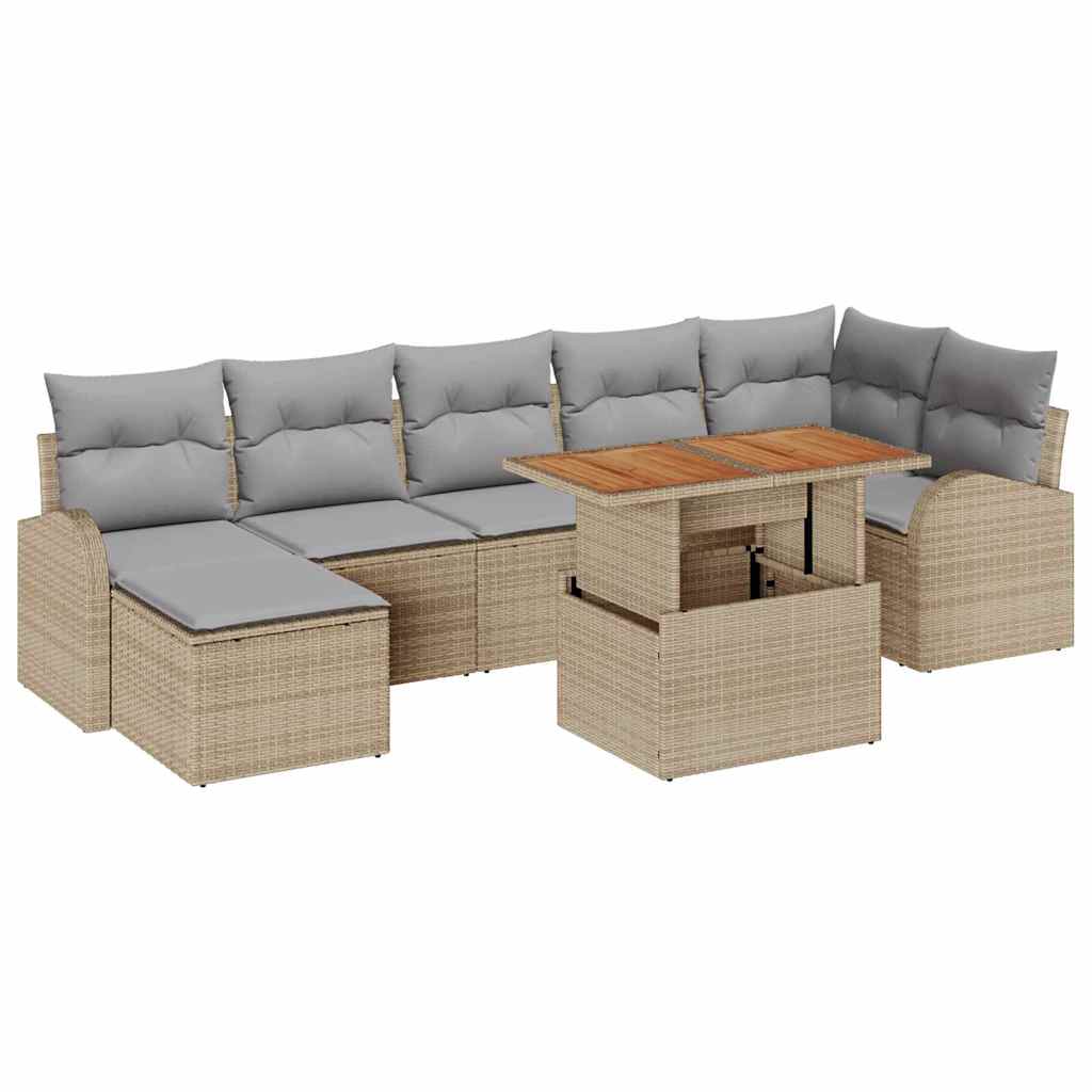Set Divano da Giardino con cuscino 8 pcs Beige e Grigio Chiaro