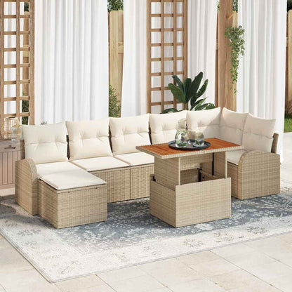 Set Divano da Giardino con cuscino 8 pcs beige e panna