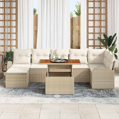 Set Divano da Giardino con cuscino 8 pcs beige e panna