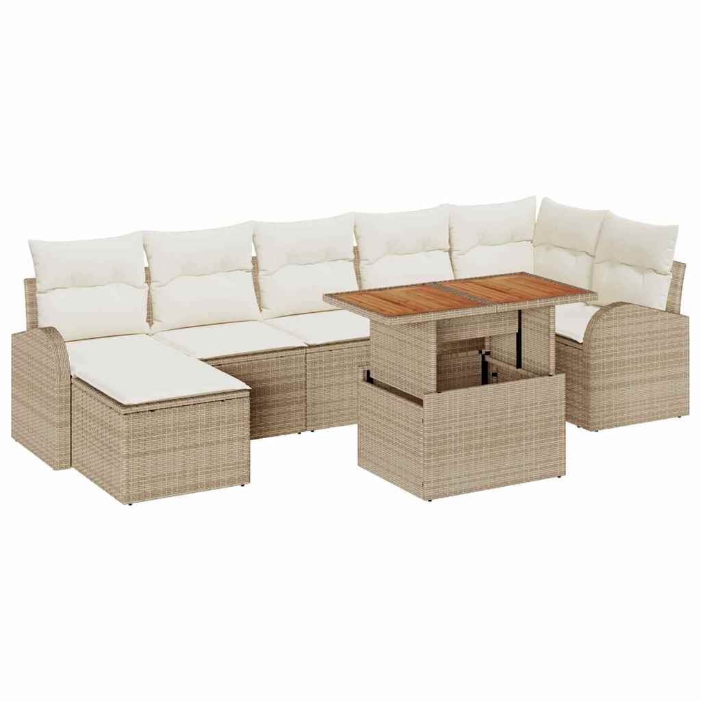 Set Divano da Giardino con cuscino 8 pcs beige e panna