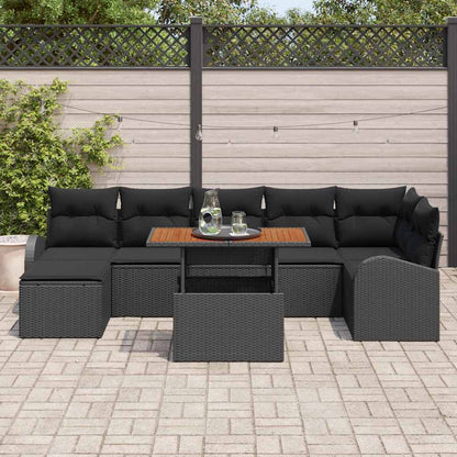 Set Divano da Giardino con cuscino 8 pcs Nero