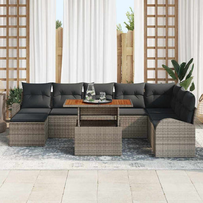 Set Divano da Giardino con cuscino 9 pcs Grigio