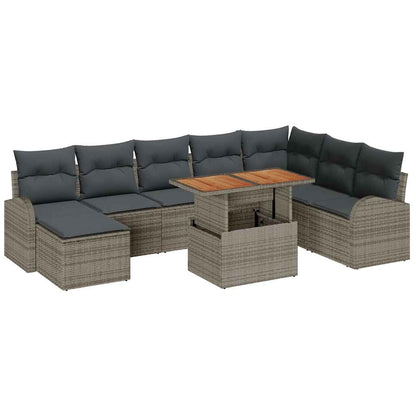 Set Divano da Giardino con cuscino 9 pcs Grigio