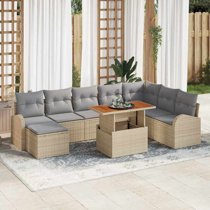 Set Divano da Giardino con cuscino 9 pcs Beige e Grigio Chiaro
