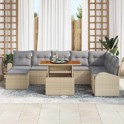 Set Divano da Giardino con cuscino 9 pcs Beige e Grigio Chiaro