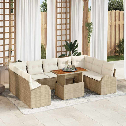 Set Divano da Giardino con cuscino 10 pcs beige e panna