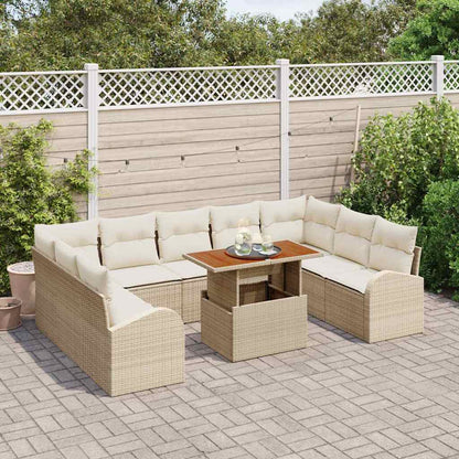 Set Divano da Giardino con cuscino 10 pcs beige e panna