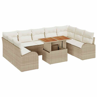 Set Divano da Giardino con cuscino 10 pcs beige e panna