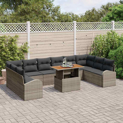 Set Divano da Giardino con cuscino 11 pcs Grigio