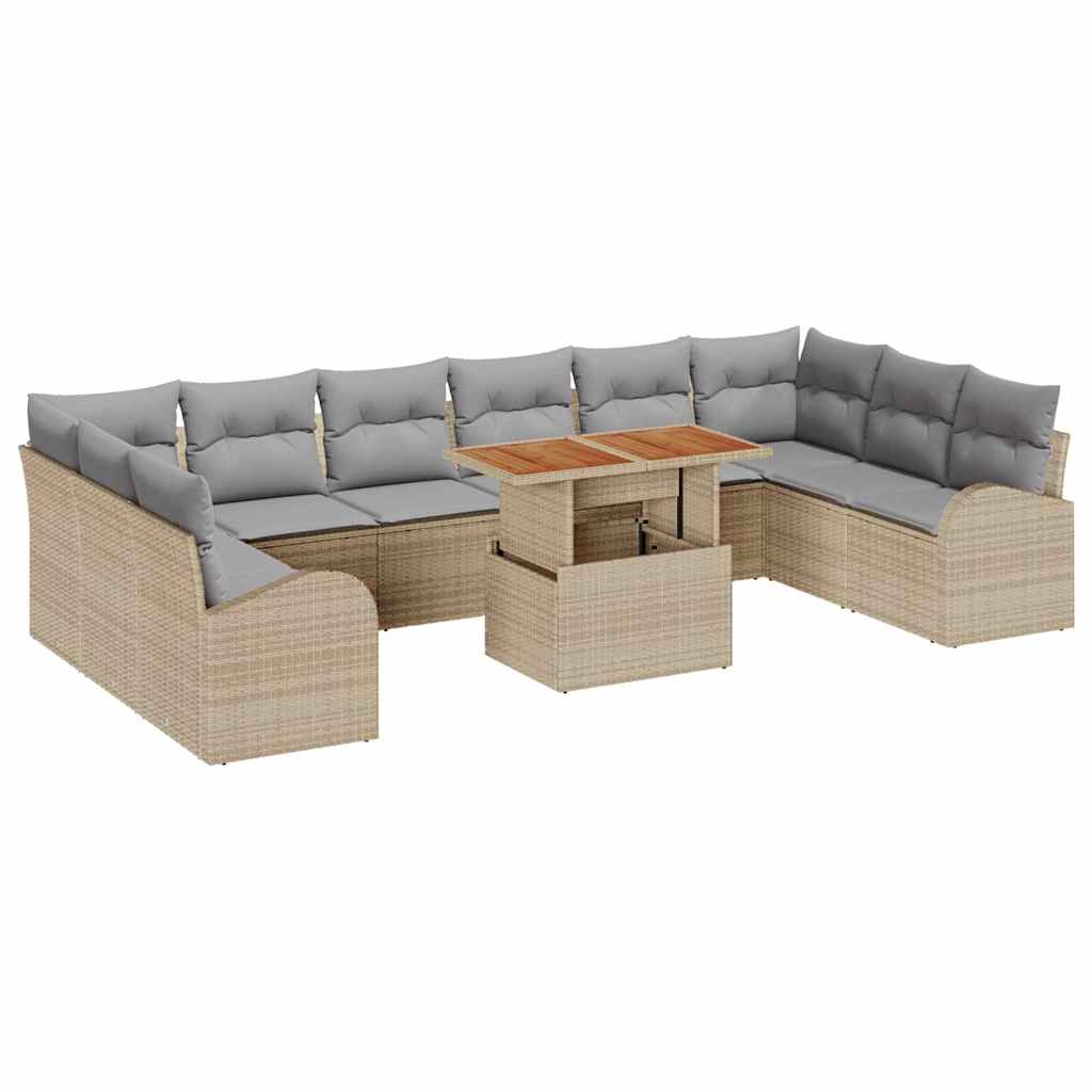Set Divano da Giardino con cuscino 11 pcs Beige e Grigio Chiaro