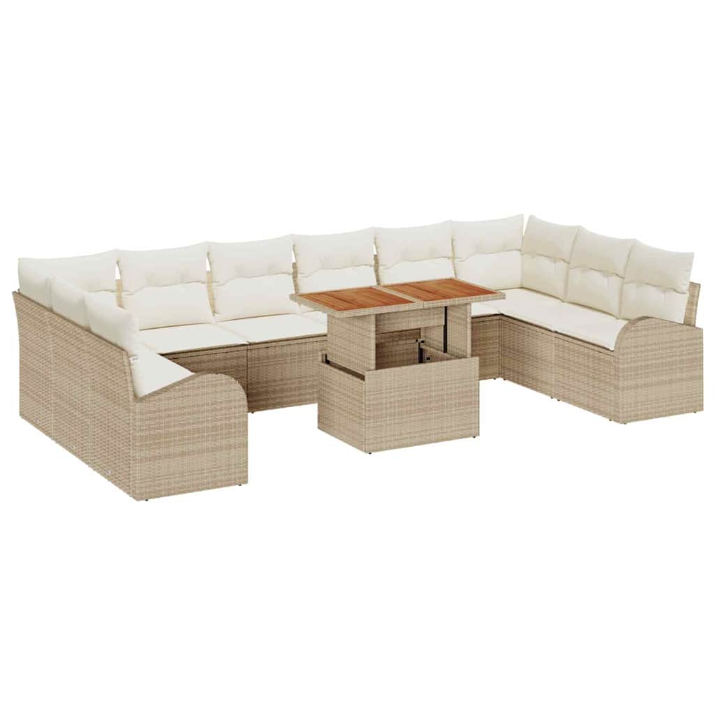 Set Divano da Giardino con cuscino 11 pcs beige e panna
