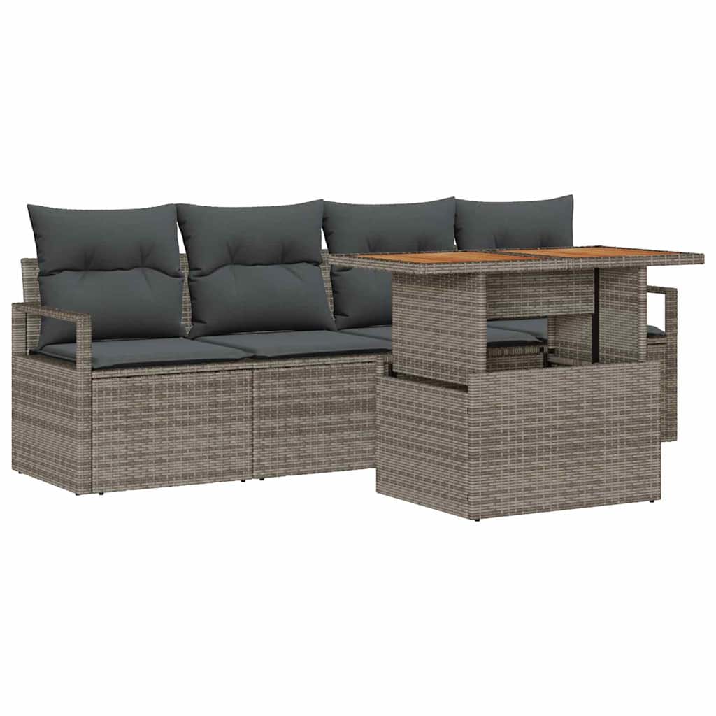 Set Divano da Giardino con cuscino 5 pcs Grigio