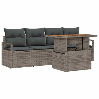 Set Divano da Giardino con cuscino 5 pcs Grigio