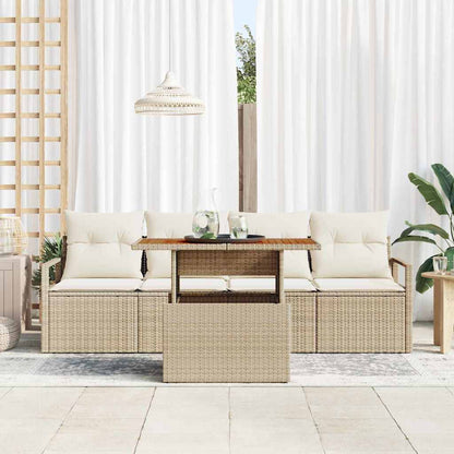 Set Divano da Giardino con cuscino 5 pcs beige e panna