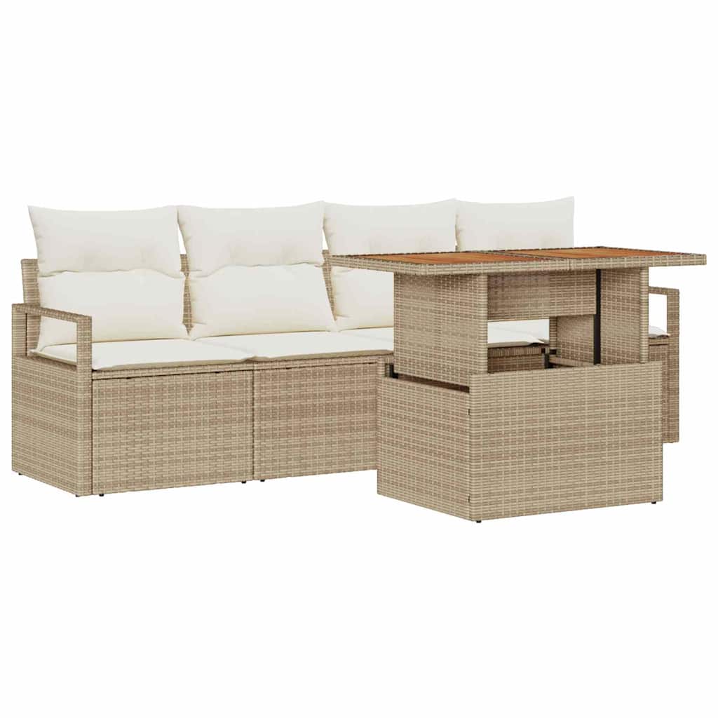 Set Divano da Giardino con cuscino 5 pcs beige e panna