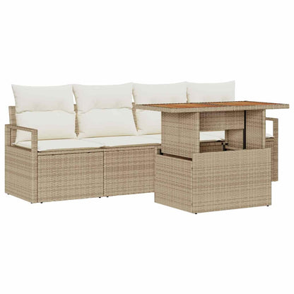 Set Divano da Giardino con cuscino 5 pcs beige e panna