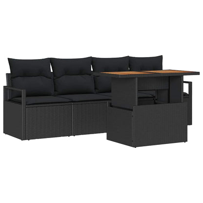 Set Divano da Giardino con cuscino 5 pcs Nero