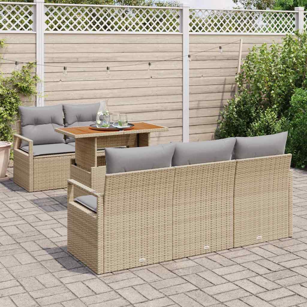 Set Divano da Giardino con cuscino 6 pcs Beige e Grigio Chiaro