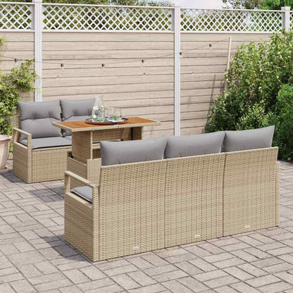 Set Divano da Giardino con cuscino 6 pcs Beige e Grigio Chiaro