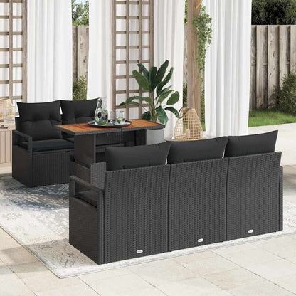 Set Divano da Giardino con cuscino 6 pcs Nero