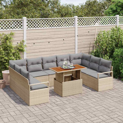 Set Divano da Giardino con cuscino 10 pcs Beige e grigio
