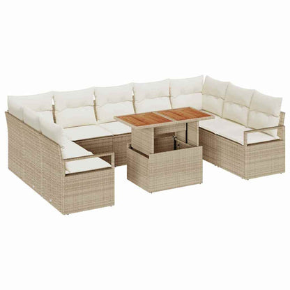 Set Divano da Giardino con cuscino 10 pcs Beige e Crema
