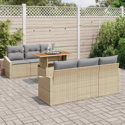 Set Divano da Giardino con cuscino 7 pcs Beige e grigio