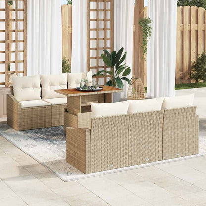 Set Divano da Giardino con cuscino 7 pcs Beige e Crema