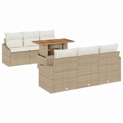 Set Divano da Giardino con cuscino 7 pcs Beige e Crema