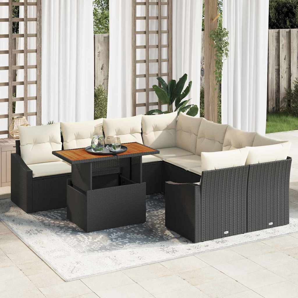 Set da Pranzo per Giardino Nero e Crema 100 x 55 x 73 cm
