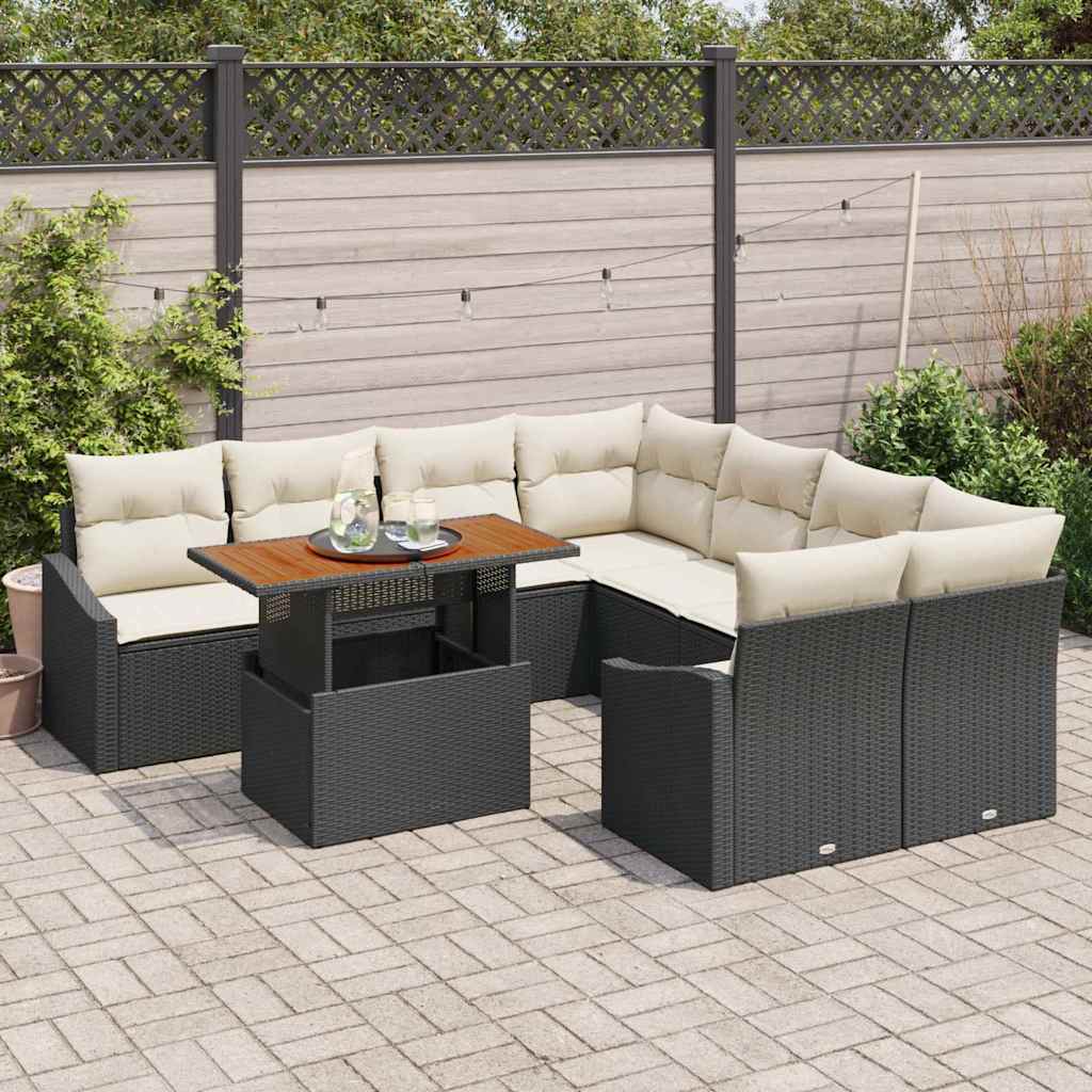 Set da Pranzo per Giardino Nero e Crema 100 x 55 x 73 cm