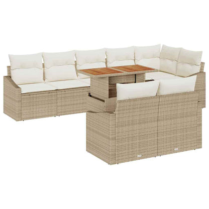 Set Divano da Giardino con cuscino 9 pcs Beige e Crema
