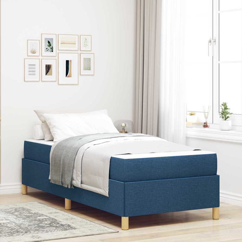 Struttura del letto con materasso Blu 90 x 190 cm Tessuto