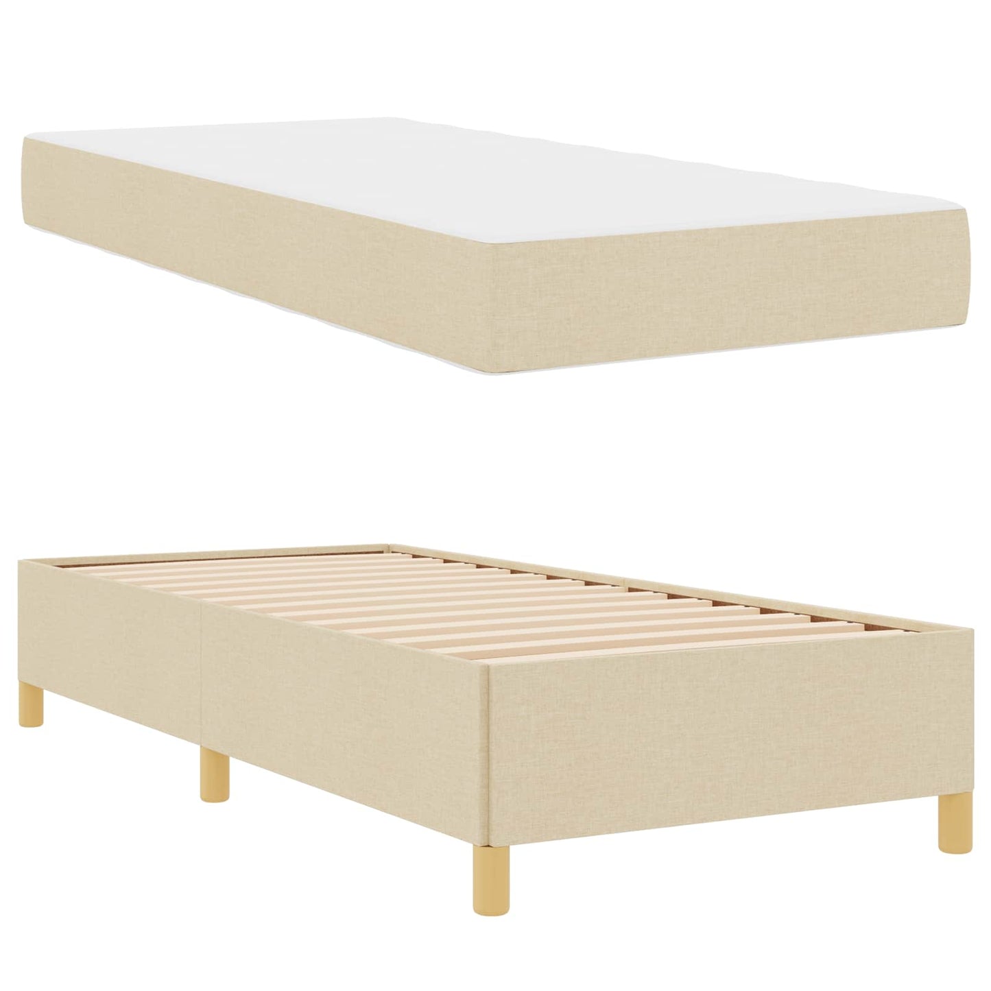Struttura del letto con materasso Crema 100 x 200 cm Tessuto