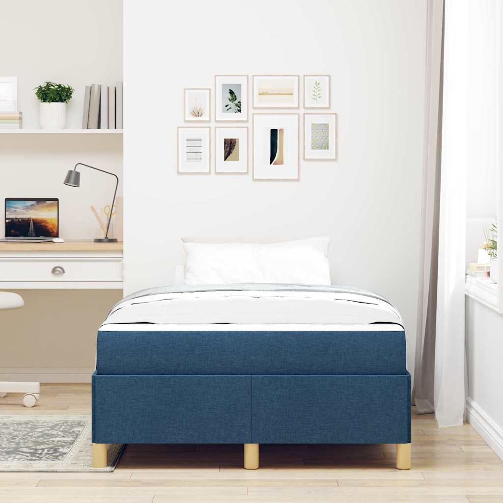 Struttura del letto con materasso Blu 120 x 190 cm Tessuto