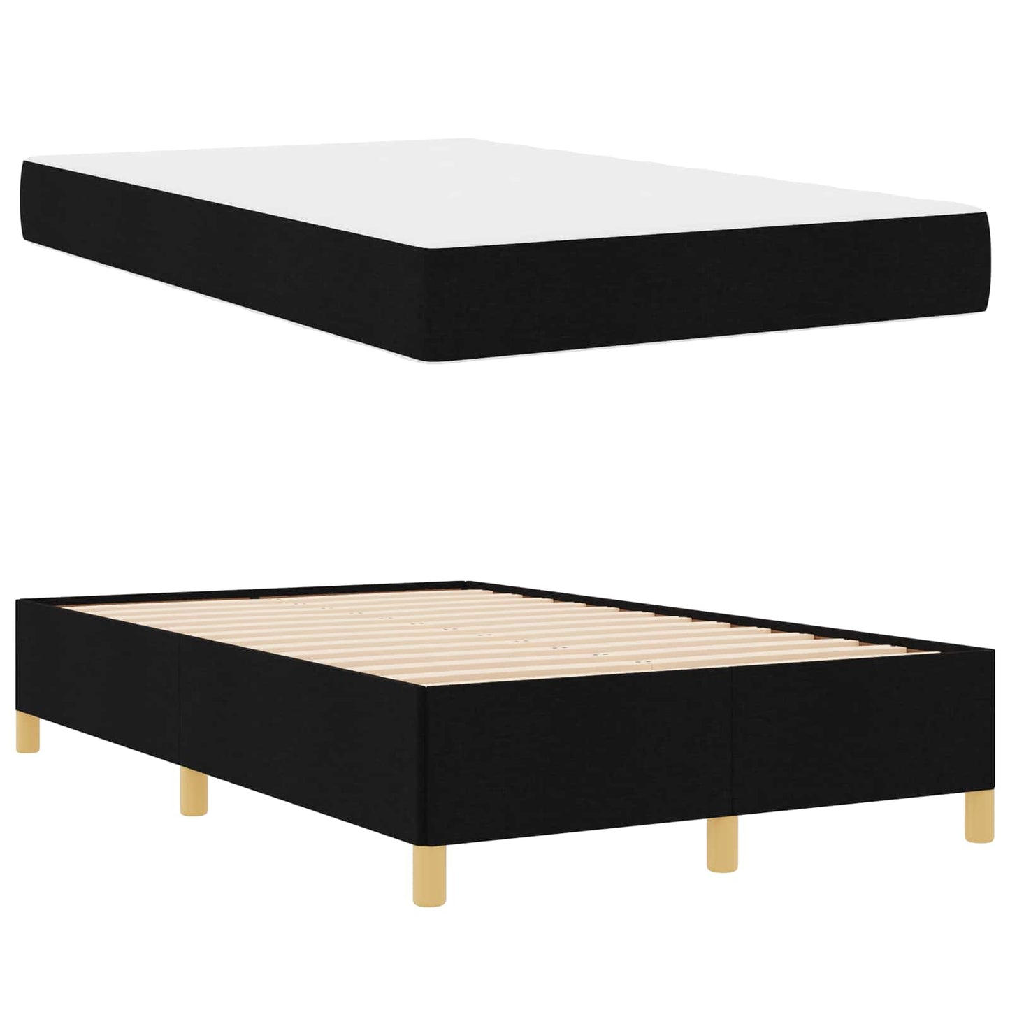 Struttura del letto con materasso Nero 120 x 200 cm Tessuto
