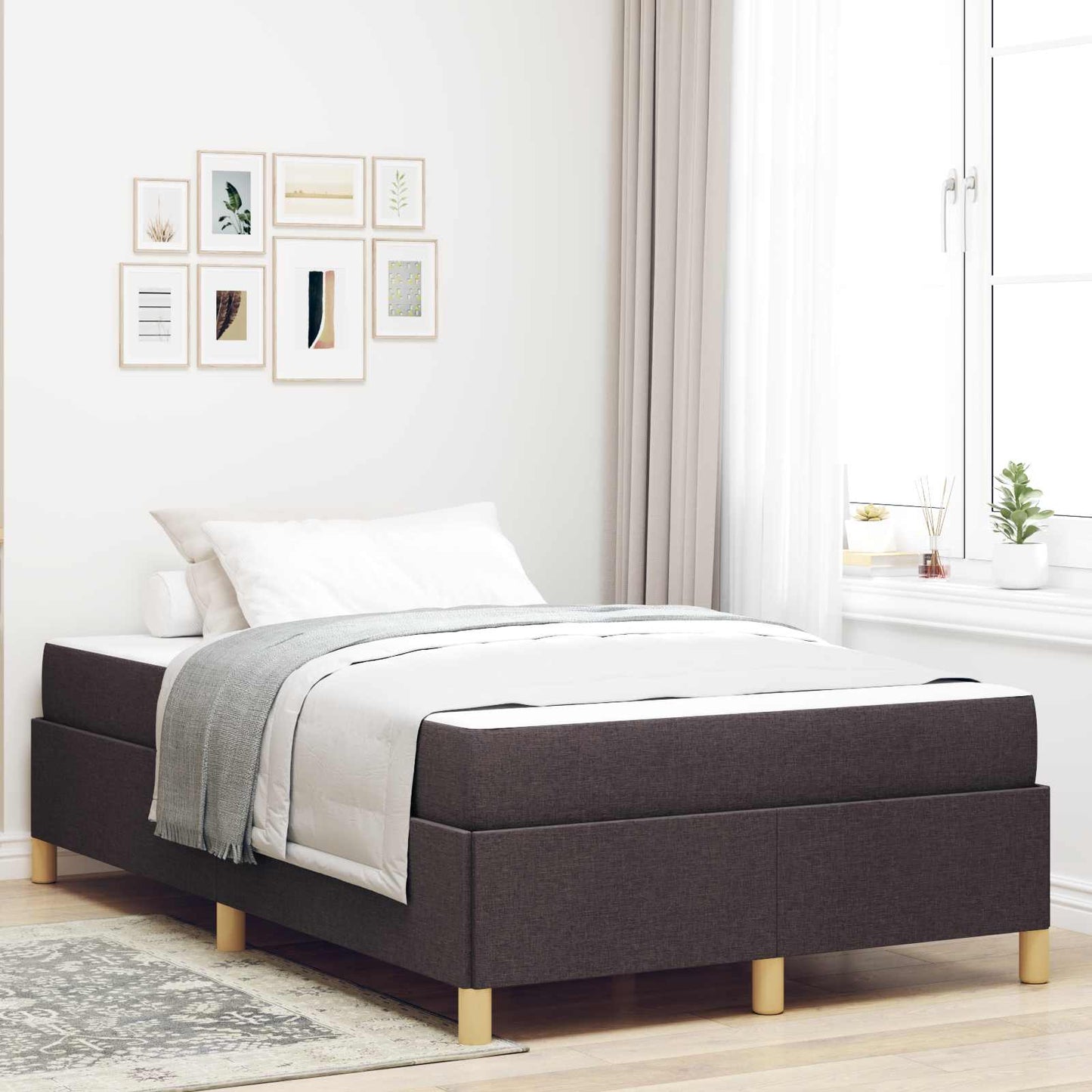 Struttura del letto Marrone Scuro 120 x 200 cm Tessuto