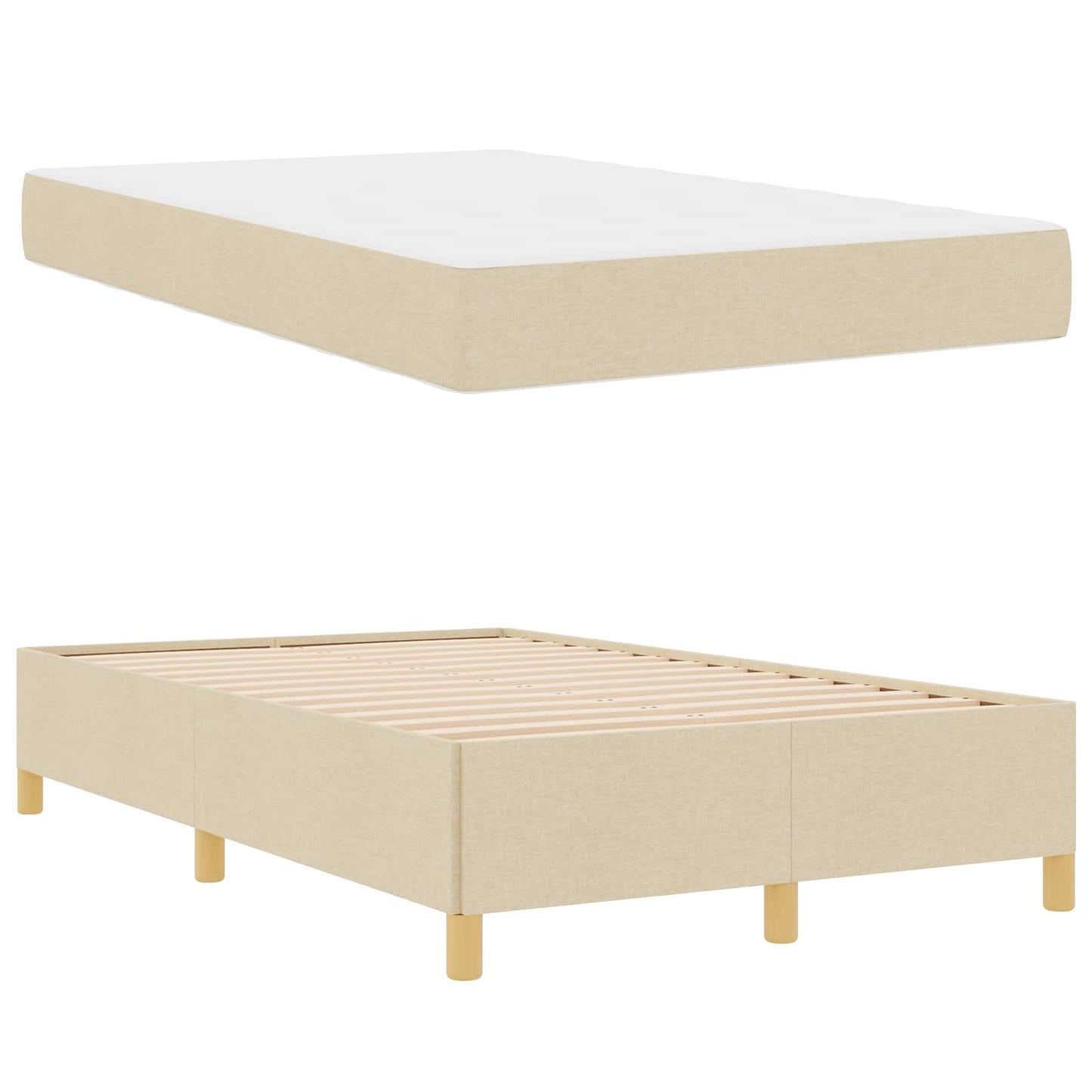 Struttura del letto con materasso Crema 120 x 200 cm Tessuto