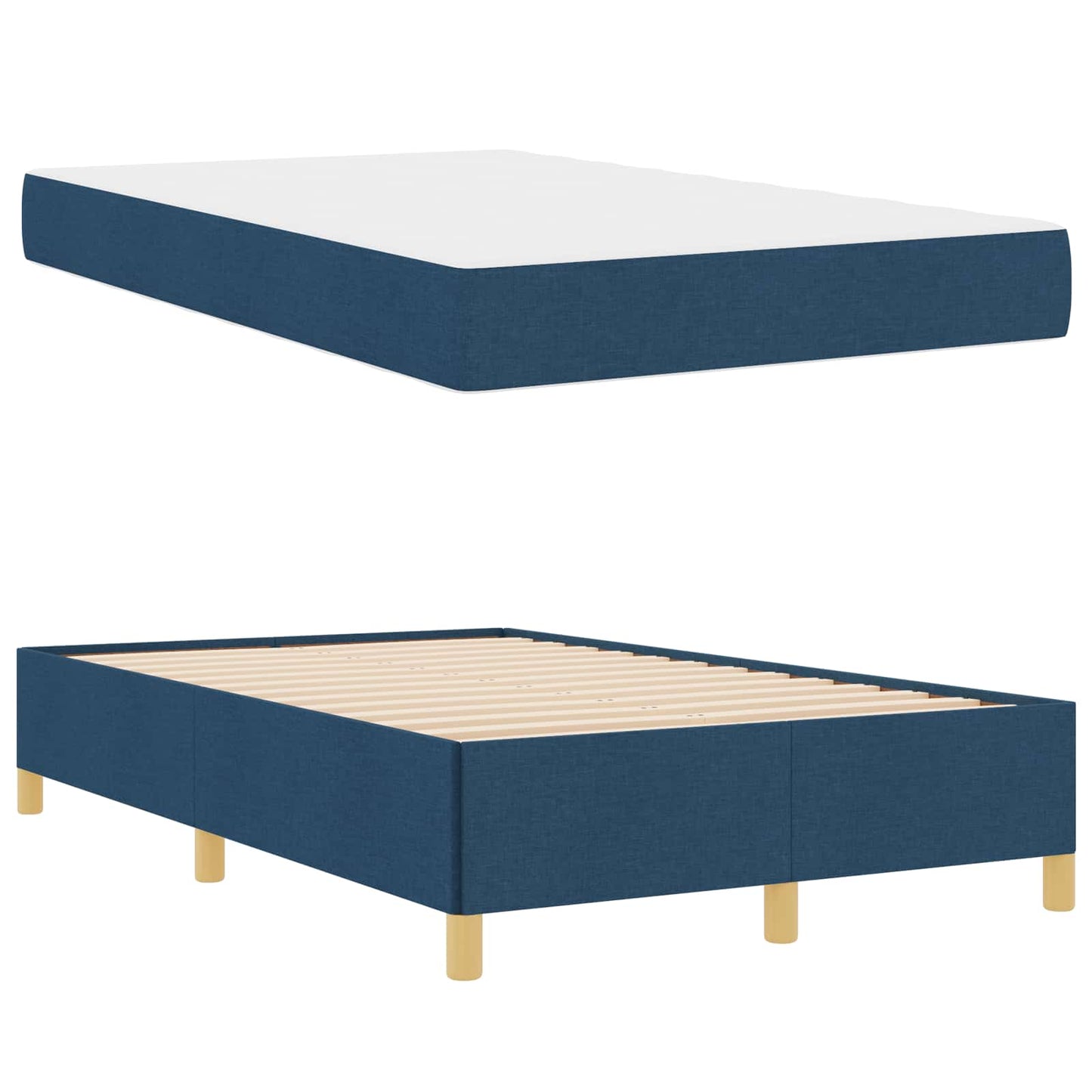 Struttura del letto con materasso Blu 120 x 200 cm Tessuto
